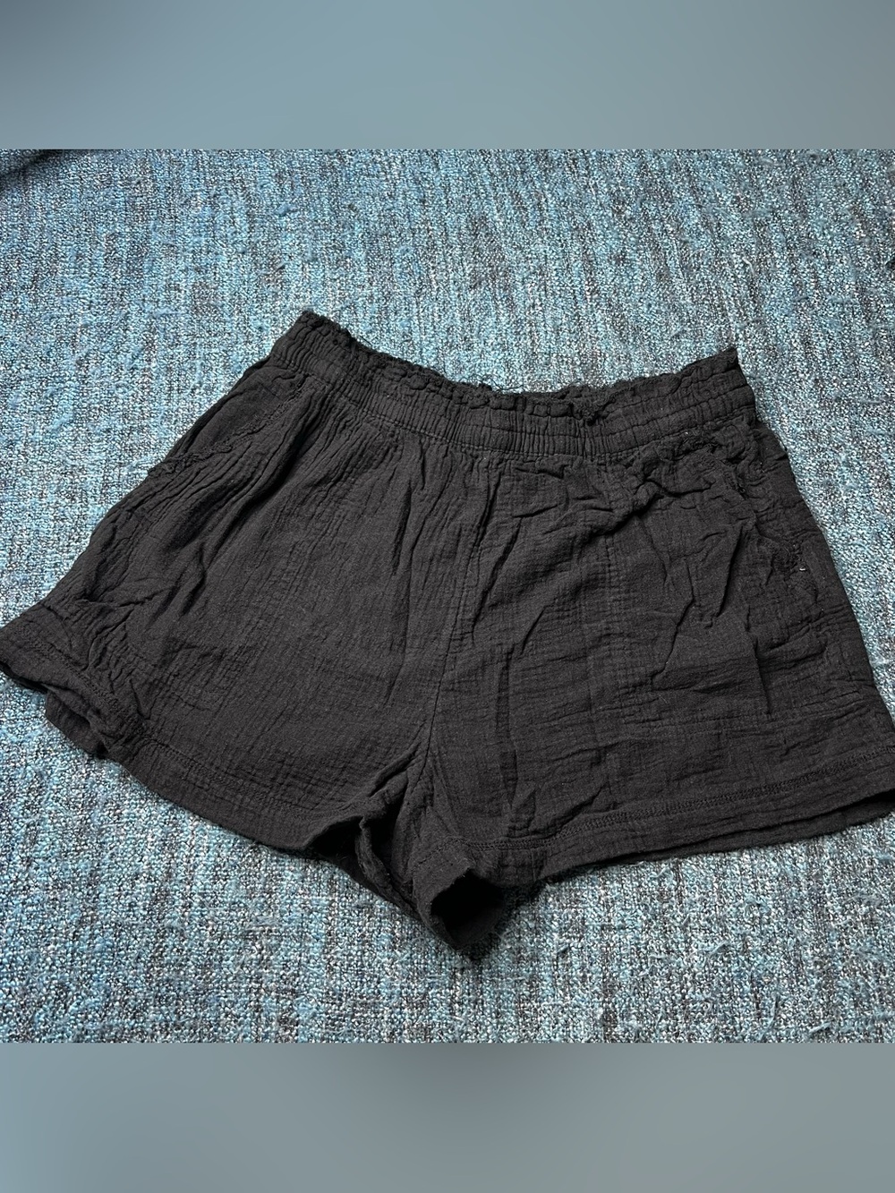 Aerie Crinke Gauzy High Waisted Pull on Shorts in Black Women's Size Large